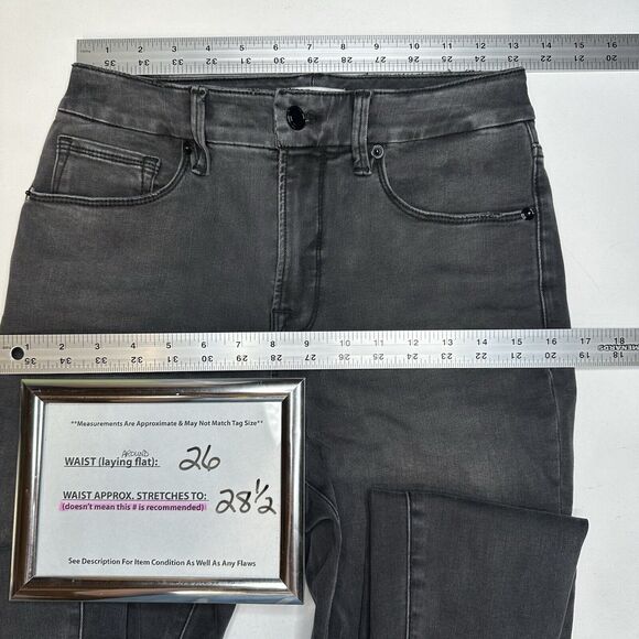 Good American Jeans 4 27 Good Legs Crop Skinny High Rise Black Denim Distress - Picture 7 of 12
